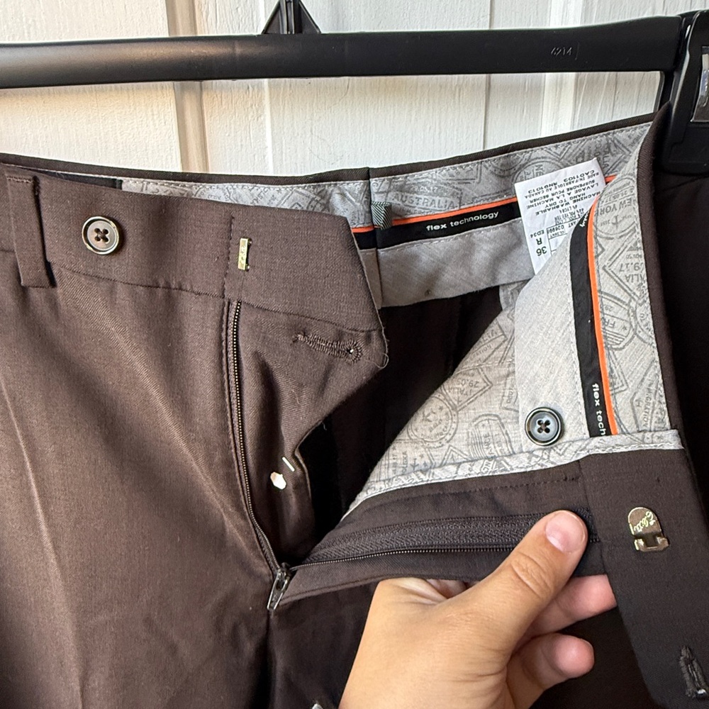 Riviera by Jack Victor Men's Brown Traveler 36R Flex Dress Pants - Picture 5 of 12